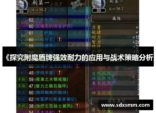 《探究附魔盾牌强效耐力的应用与战术策略分析》