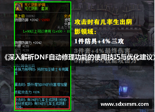《深入解析DNF自动修理功能的使用技巧与优化建议》