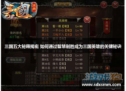 三国五大秘籍揭密 如何通过智慧制胜成为三国英雄的关键秘诀